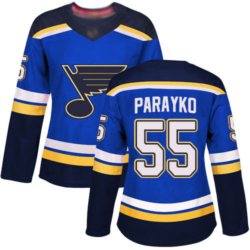 Blues #55 Colton Parayko Blue Home Authentic Women's Stitched Hockey Jersey - Click Image to Close