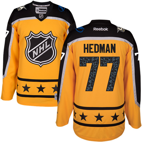 Lightning #77 Victor Hedman Yellow 2017 All-Star Atlantic Division Women's Stitched NHL Jersey - Click Image to Close