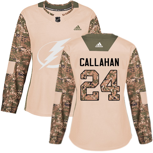 Adidas Lightning #24 Ryan Callahan Camo Authentic 2017 Veterans Day Women's Stitched NHL Jersey