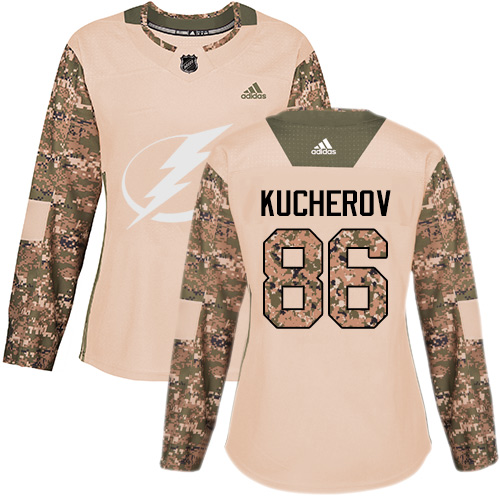 Adidas Lightning #86 Nikita Kucherov Camo Authentic 2017 Veterans Day Women's Stitched NHL Jersey