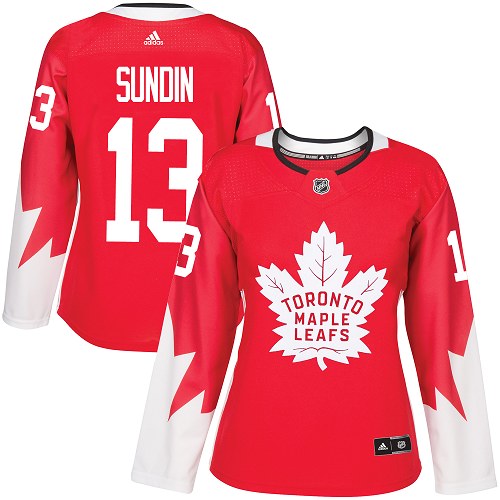 Adidas Maple Leafs #13 Mats Sundin Red Team Canada Authentic Women's Stitched NHL Jersey - Click Image to Close