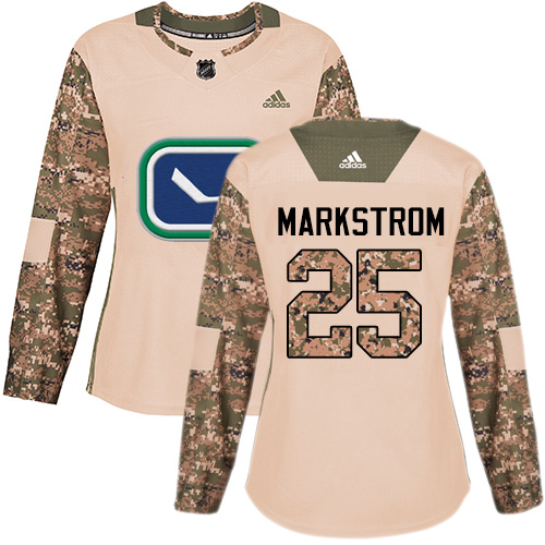 Adidas Canucks #25 Jacob Markstrom Camo Authentic 2017 Veterans Day Women's Stitched NHL Jersey