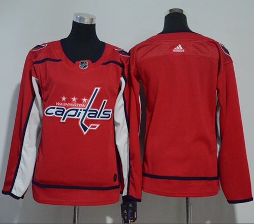 Adidas Capitals Blank Red Home Authentic Women's Stitched NHL Jersey - Click Image to Close