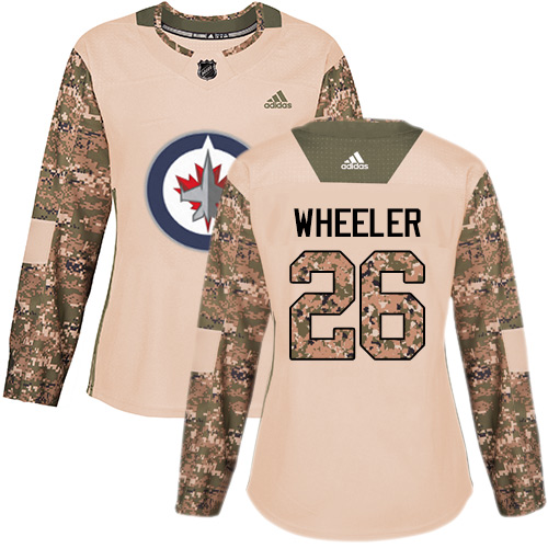 Adidas Jets #26 Blake Wheeler Camo Authentic 2017 Veterans Day Women's Stitched NHL Jersey