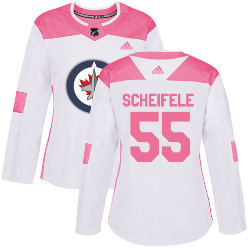 Adidas Jets #55 Mark Scheifele White/Pink Authentic Fashion Women's Stitched NHL Jersey - Click Image to Close