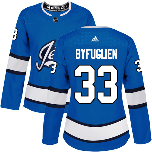 Adidas Jets #33 Dustin Byfuglien Blue Alternate Authentic Women's Stitched NHL Jersey - Click Image to Close