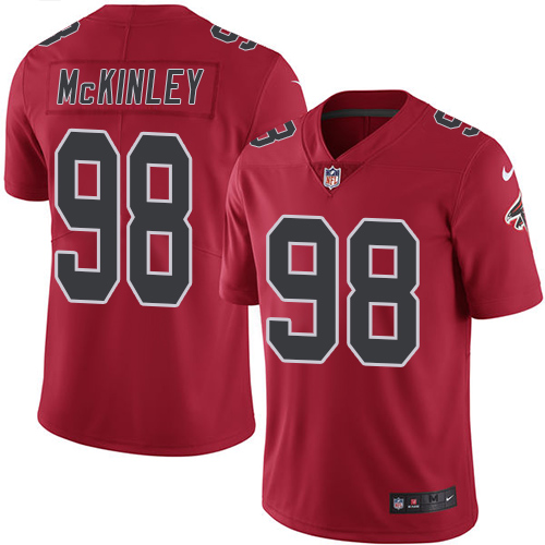 Nike Falcons #98 Takkarist McKinley Red Youth Stitched NFL Limited Rush Jersey - Click Image to Close