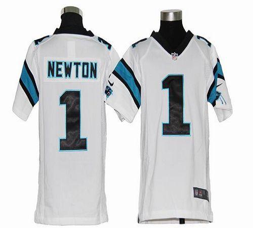 Nike Panthers #1 Cam Newton White Youth Stitched NFL Elite Jersey - Click Image to Close