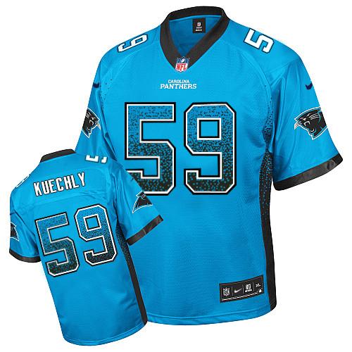 Nike Panthers #59 Luke Kuechly Blue Alternate Youth Stitched NFL Elite Drift Fashion Jersey - Click Image to Close