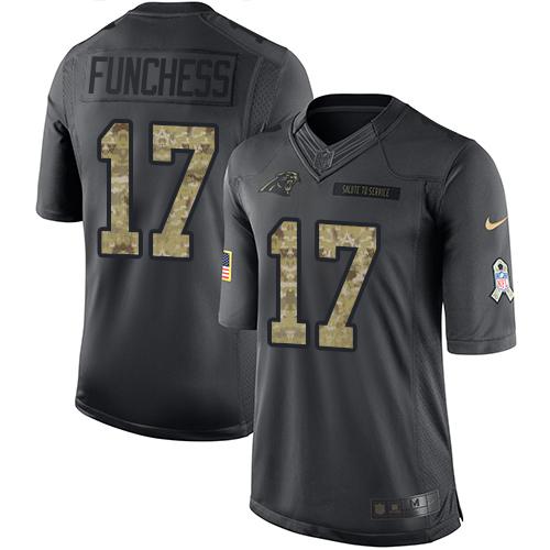 Nike Panthers #17 Devin Funchess Black Youth Stitched NFL Limited 2016 Salute to Service Jersey - Click Image to Close