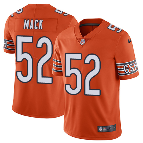 Nike Bears #52 Khalil Mack Orange Youth Stitched NFL Limited Rush Jersey - Click Image to Close