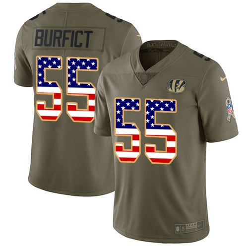 Nike Bengals #55 Vontaze Burfict Olive/USA Flag Youth Stitched NFL Limited 2017 Salute to Service Jersey