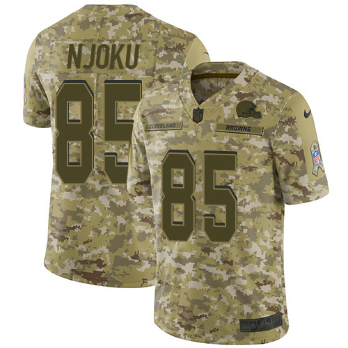 Nike Browns #85 David Njoku Camo Youth Stitched NFL Limited 2018 Salute to Service Jersey - Click Image to Close