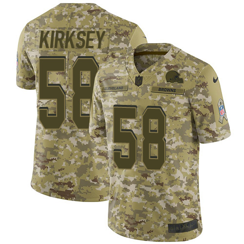 Nike Browns #58 Christian Kirksey Camo Youth Stitched NFL Limited 2018 Salute to Service Jersey - Click Image to Close