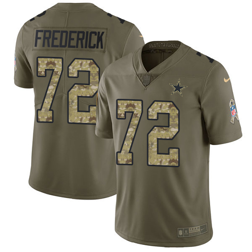 Nike Cowboys #72 Travis Frederick Olive/Camo Youth Stitched NFL Limited 2017 Salute to Service Jersey - Click Image to Close