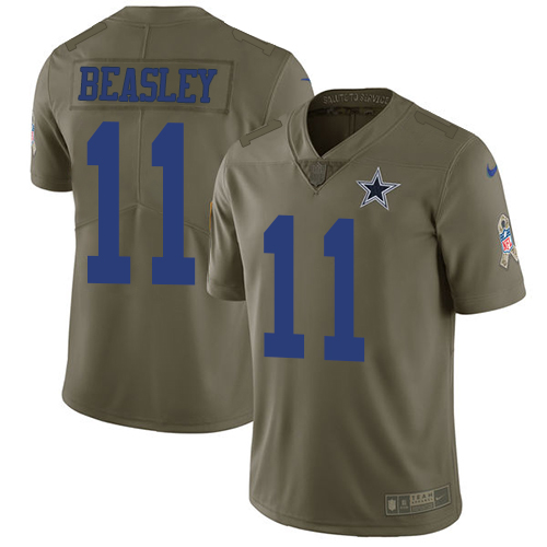 Nike Cowboys #11 Cole Beasley Olive Youth Stitched NFL Limited 2017 Salute to Service Jersey - Click Image to Close