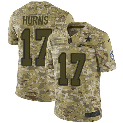 Nike Cowboys #17 Allen Hurns Camo Youth Stitched NFL Limited 2018 Salute to Service Jersey - Click Image to Close