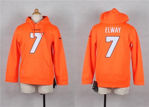 Nike Broncos #7 John Elway Orange Youth Player NFL Hoodie