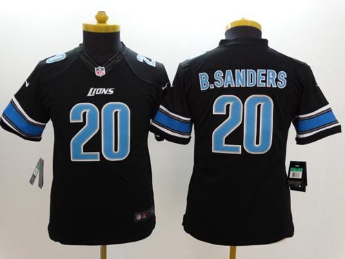 Nike Lions #20 Barry Sanders Black Alternate Youth Stitched NFL Limited Jersey