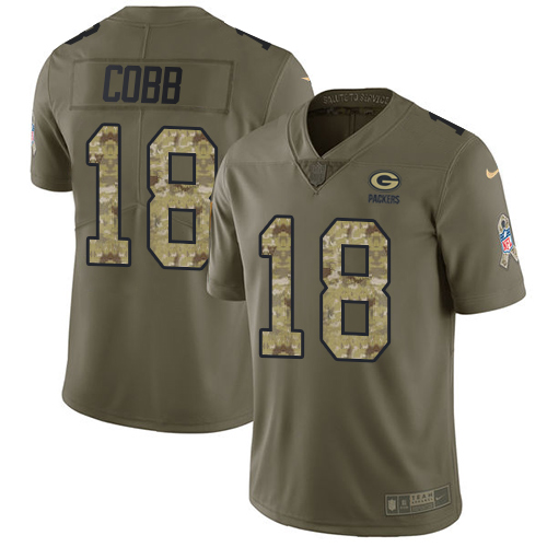 Nike Packers #18 Randall Cobb Olive/Camo Youth Stitched NFL Limited 2017 Salute to Service Jersey - Click Image to Close