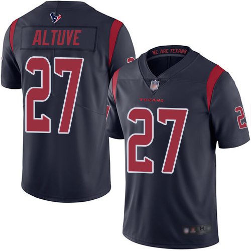 Texans #27 Jose Altuve Navy Blue Youth Stitched Football Limited Rush Jersey - Click Image to Close