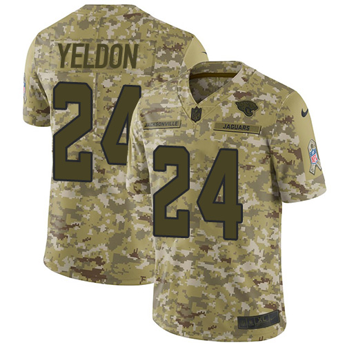 Nike Jaguars #24 T.J. Yeldon Camo Youth Stitched NFL Limited 2018 Salute to Service Jersey - Click Image to Close