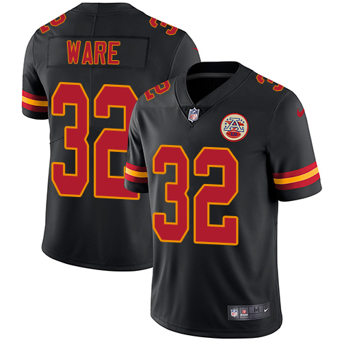 Nike Chiefs #32 Spencer Ware Black Youth Stitched NFL Limited Rush Jersey - Click Image to Close