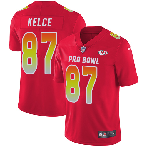 Nike Chiefs #87 Travis Kelce Red Youth Stitched NFL Limited AFC 2019 Pro Bowl Jersey - Click Image to Close