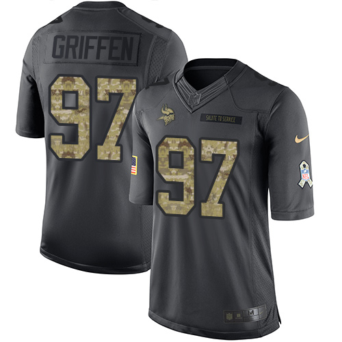 Nike Vikings #97 Everson Griffen Black Youth Stitched NFL Limited 2016 Salute To Service Jersey - Click Image to Close