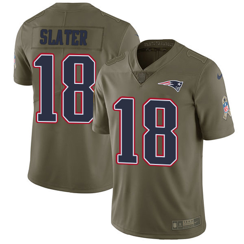 Nike Patriots #18 Matt Slater Olive Youth Stitched NFL Limited 2017 Salute to Service Jersey - Click Image to Close