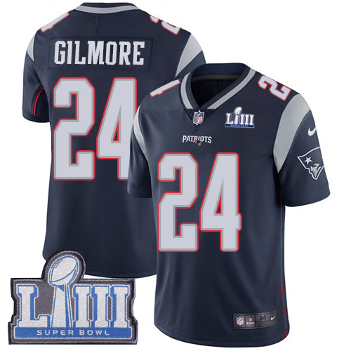 Nike Patriots #24 Stephon Gilmore Navy Blue Team Color Super Bowl LIII Bound Youth Stitched NFL Vapor Untouchable Limited Jersey - Click Image to Close