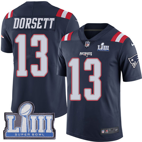 Nike Patriots #13 Phillip Dorsett Navy Blue Super Bowl LIII Bound Youth Stitched NFL Limited Rush Jersey