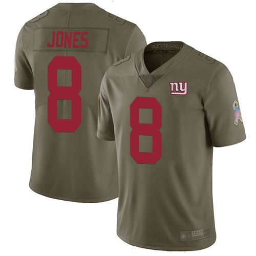 Giants #8 Daniel Jones Olive Youth Stitched Football Limited 2017 Salute to Service Jersey - Click Image to Close