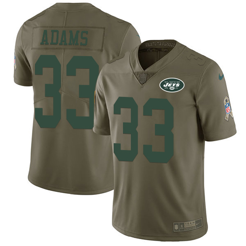 Nike Jets #33 Jamal Adams Olive Youth Stitched NFL Limited 2017 Salute to Service Jersey - Click Image to Close