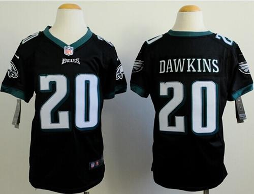 Nike Eagles #20 Brian Dawkins Black Alternate Youth Stitched NFL Elite Jersey - Click Image to Close