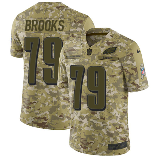 Nike Eagles #79 Brandon Brooks Camo Youth Stitched NFL Limited 2018 Salute to Service Jersey - Click Image to Close