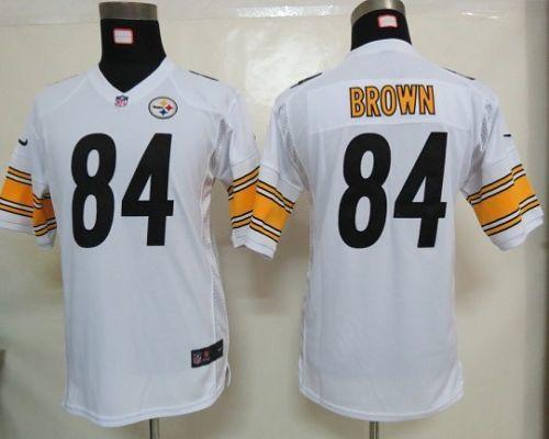 Nike Steelers #84 Antonio Brown White Youth Stitched NFL Elite Jersey