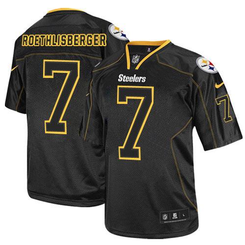 Nike Steelers #7 Ben Roethlisberger Lights Out Black Youth Stitched NFL Elite Jersey - Click Image to Close