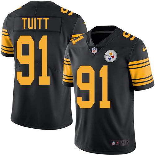 Nike Steelers #91 Stephon Tuitt Black Youth Stitched NFL Limited Rush Jersey - Click Image to Close