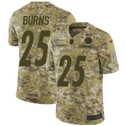 Nike Steelers #25 Artie Burns Camo Youth Stitched NFL Limited 2018 Salute to Service Jersey - Click Image to Close