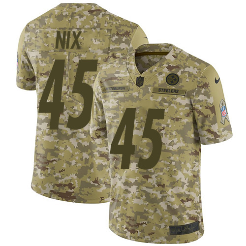 Nike Steelers #45 Roosevelt Nix Camo Youth Stitched NFL Limited 2018 Salute to Service Jersey - Click Image to Close