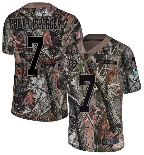 Nike Steelers #7 Ben Roethlisberger Camo Youth Stitched NFL Limited Rush Realtree Jersey - Click Image to Close