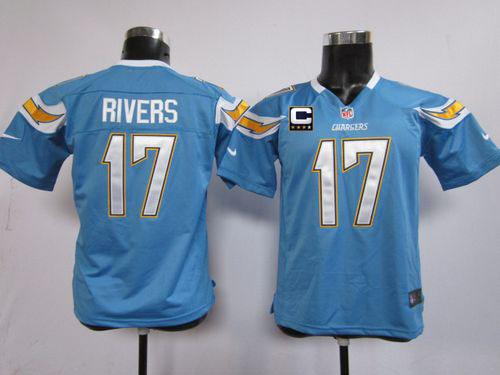 Nike Chargers #17 Philip Rivers Electric Blue Alternate With C Patch Youth Stitched NFL Elite Jersey