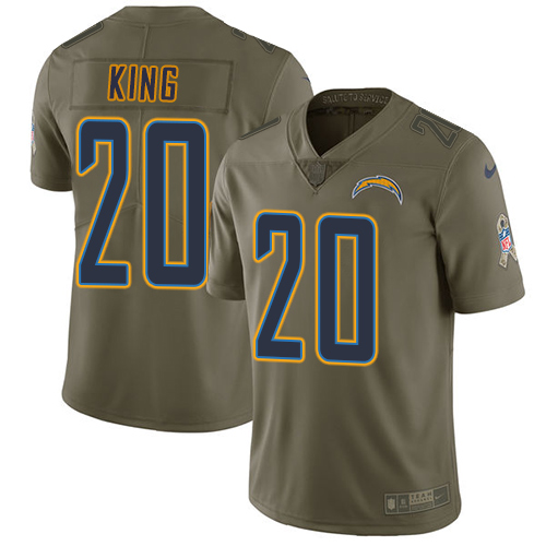 Nike Chargers #20 Desmond King Olive Youth Stitched NFL Limited 2017 Salute to Service Jersey