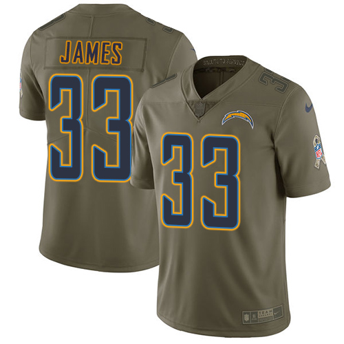 Nike Chargers #33 Derwin James Olive Youth Stitched NFL Limited 2017 Salute to Service Jersey - Click Image to Close