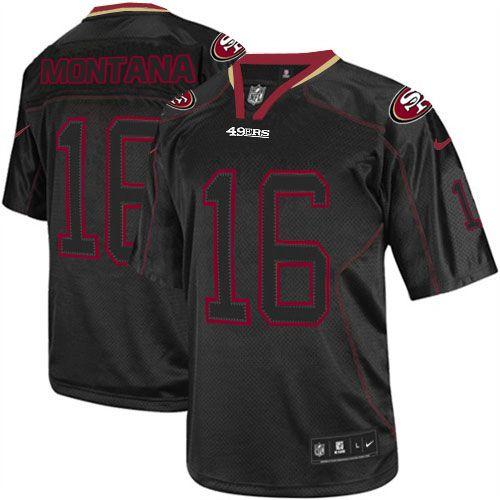 Nike 49ers #16 Joe Montana Lights Out Black Youth Stitched NFL Elite Jersey - Click Image to Close