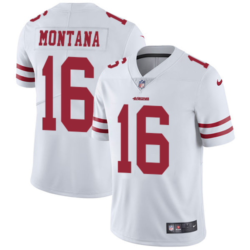 Nike 49ers #16 Joe Montana White Youth Stitched NFL Vapor Untouchable Limited Jersey - Click Image to Close