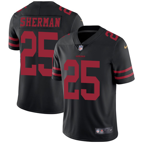 Nike 49ers #25 Richard Sherman Black Alternate Youth Stitched NFL Vapor Untouchable Limited Jersey - Click Image to Close