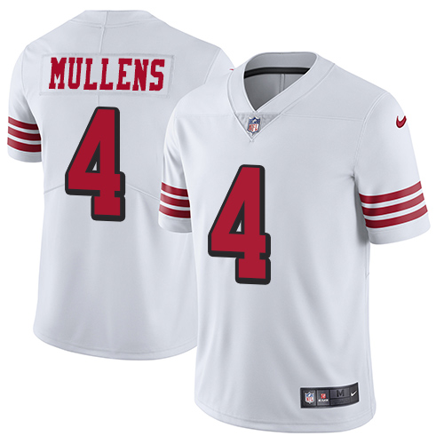 Nike 49ers #4 Nick Mullens White Rush Youth Stitched NFL Vapor Untouchable Limited Jersey - Click Image to Close