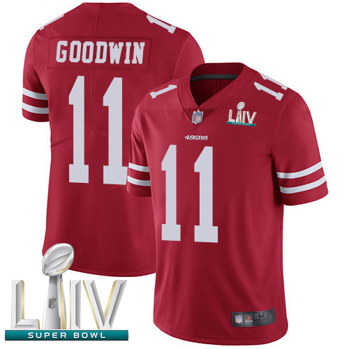 49ers #11 Marquise Goodwin Red Team Color Super Bowl LIV Bound Youth Stitched Football Vapor Untouchable Limited Jersey - Click Image to Close